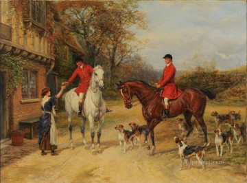  Heywood Oil Painting - A Halt At The Inn Heywood Hardy horse riding